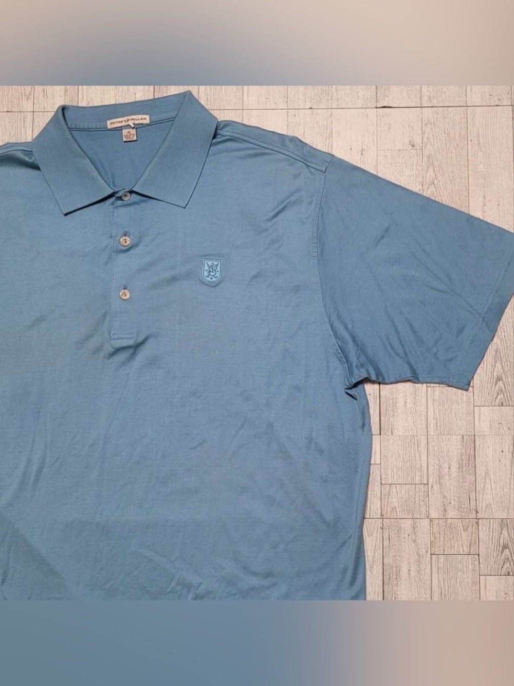 Men's Peter Millar 100% Cotton Light Blue Short Sleeve Golf Polo Shirt Size XL